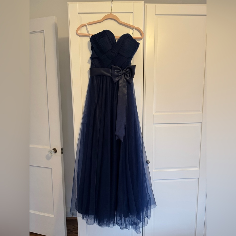 Navy bridesmaid wedding guest evening party dress